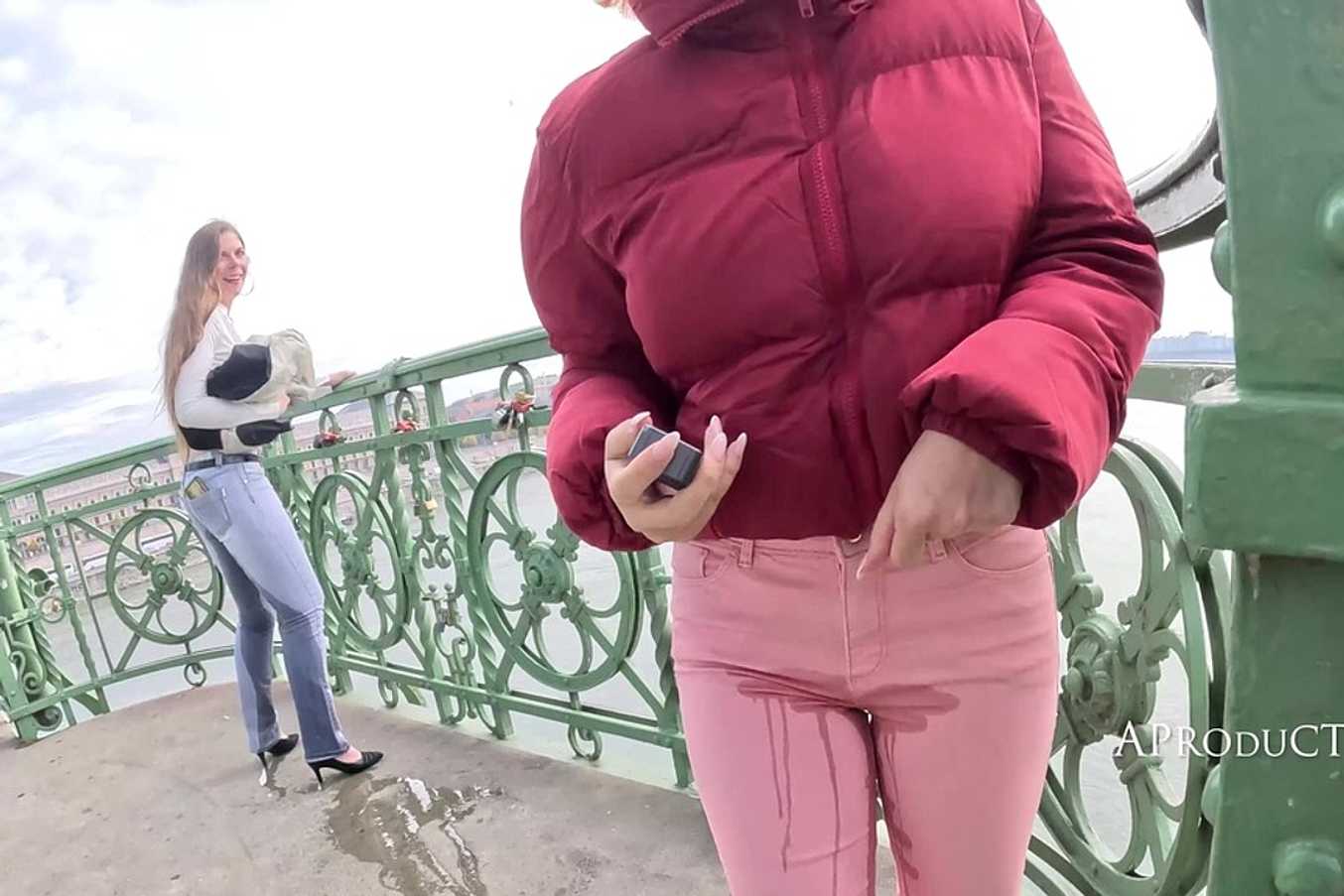 Thumbnail of Wetting in their Jeans together on the bridge